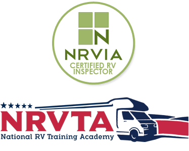 National RV Training Academy NRVTA logo and National Recreational Vehicle Inspectors Association NRVIA logo