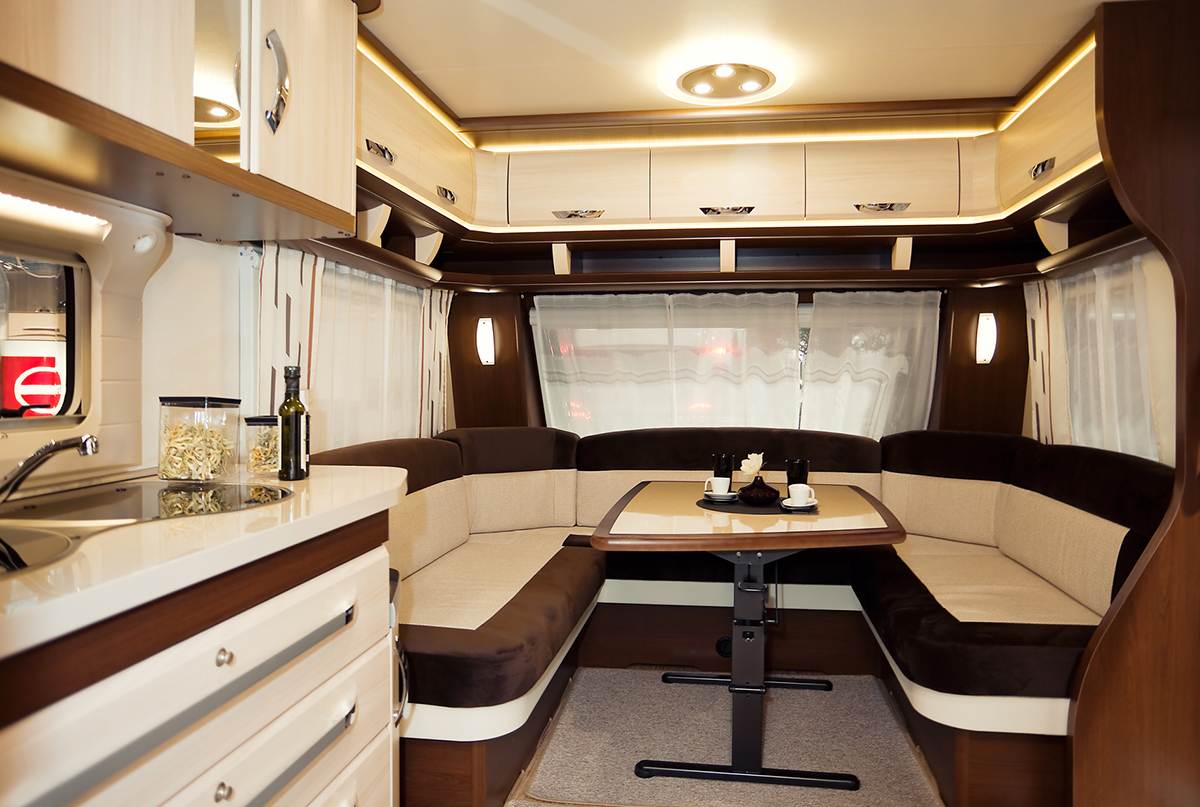 Inside of Modern Camper seen while preforming rv inspection services